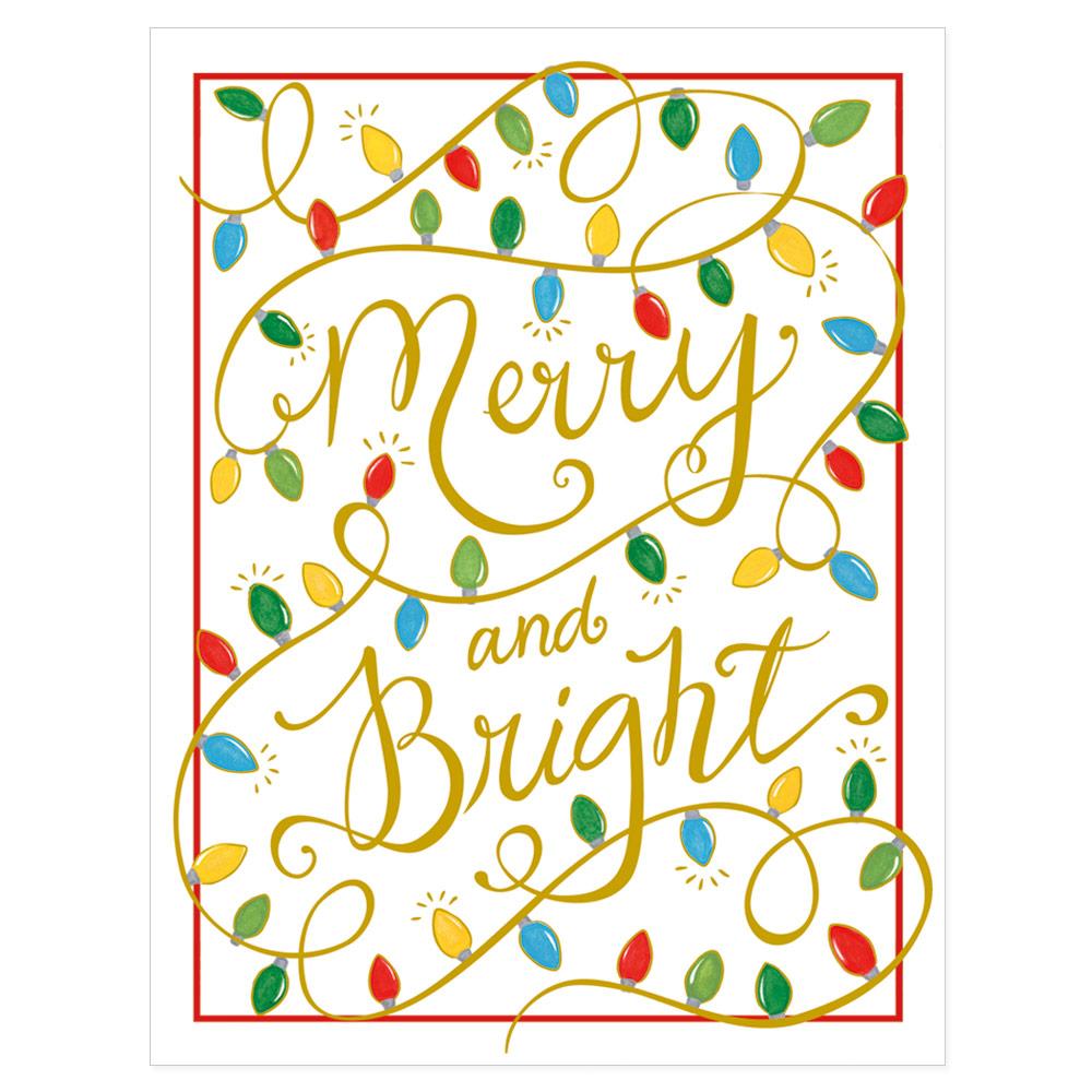 Merry and Bright Boxed Christmas Cards - 10 Cards & 10 Envelopes