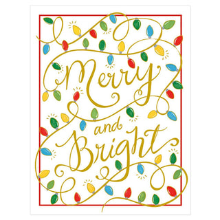 Merry and Bright Embossed Blank Boxed Christmas Cards - 10 Cards & 10 Envelopes