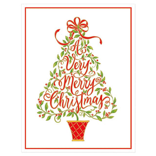 A Very Merry Christmas Tree Embossed Blank Boxed Christmas Cards - 10 Cards & 10 Envelopes