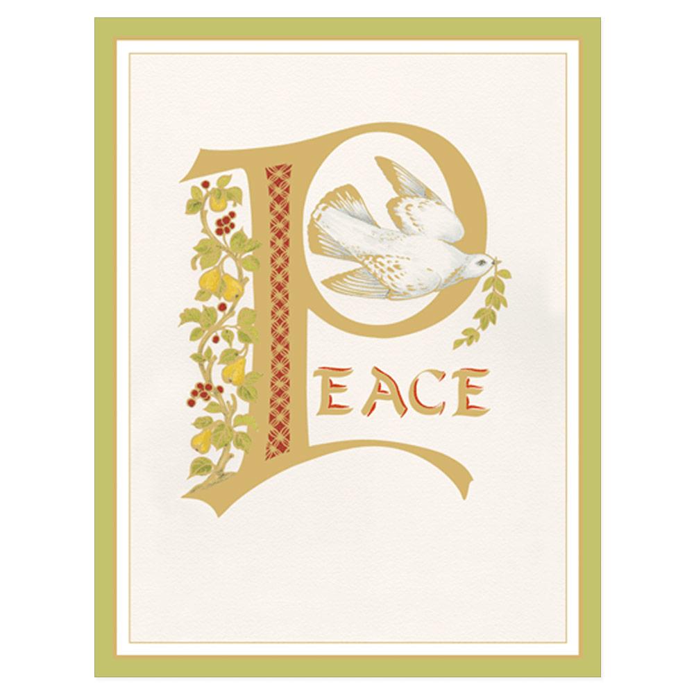Peace Dove Illumination Large Embossed Blank Boxed Christmas Cards - 10 Cards & 10 Envelopes