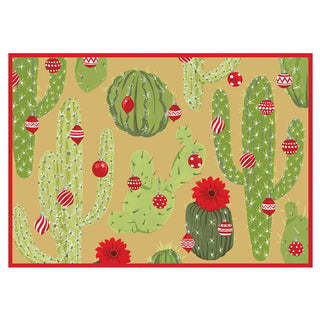 Merry Cactus Blank Christmas Cards in Cello Pack - 5 Cards & 5 Envelopes