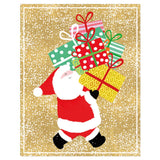 Smiling Santa and Gifts Mini Christmas Cards in Cello Pack - 5 Cards & 5 Envelopes