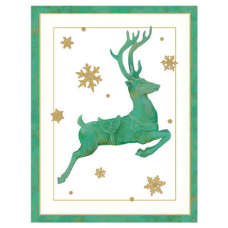 Leaping Reindeer Blank Christmas Cards in Cello Pack - 5 Cards & 5 Envelopes