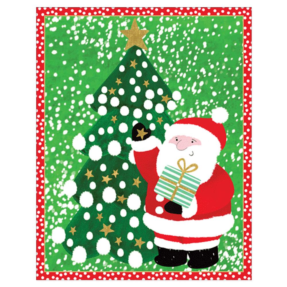 Santa and Tree Mini Christmas Cards in Cello Pack - 5 Cards & 5 Envelopes
