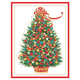 Christmas Tree Large Blank Embossed Boxed Christmas Cards - 10 Cards & 10 Envelopes