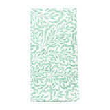 Block Print Leaves Cotton Dinner Napkins in Green & White