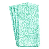 Block Print Leaves Cotton Dinner Napkins in Turquoise & Green