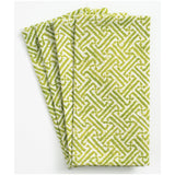 Fretwork Cotton Dinner Napkins in Green & White - Set of 4