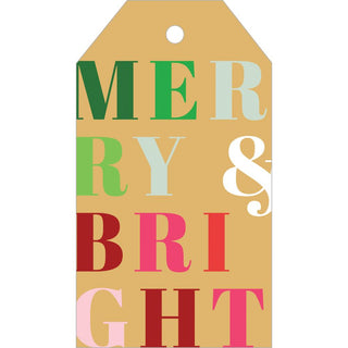 Merry and Bright Gift Hang Tags in Gold Foil - 4 Per Package HT056