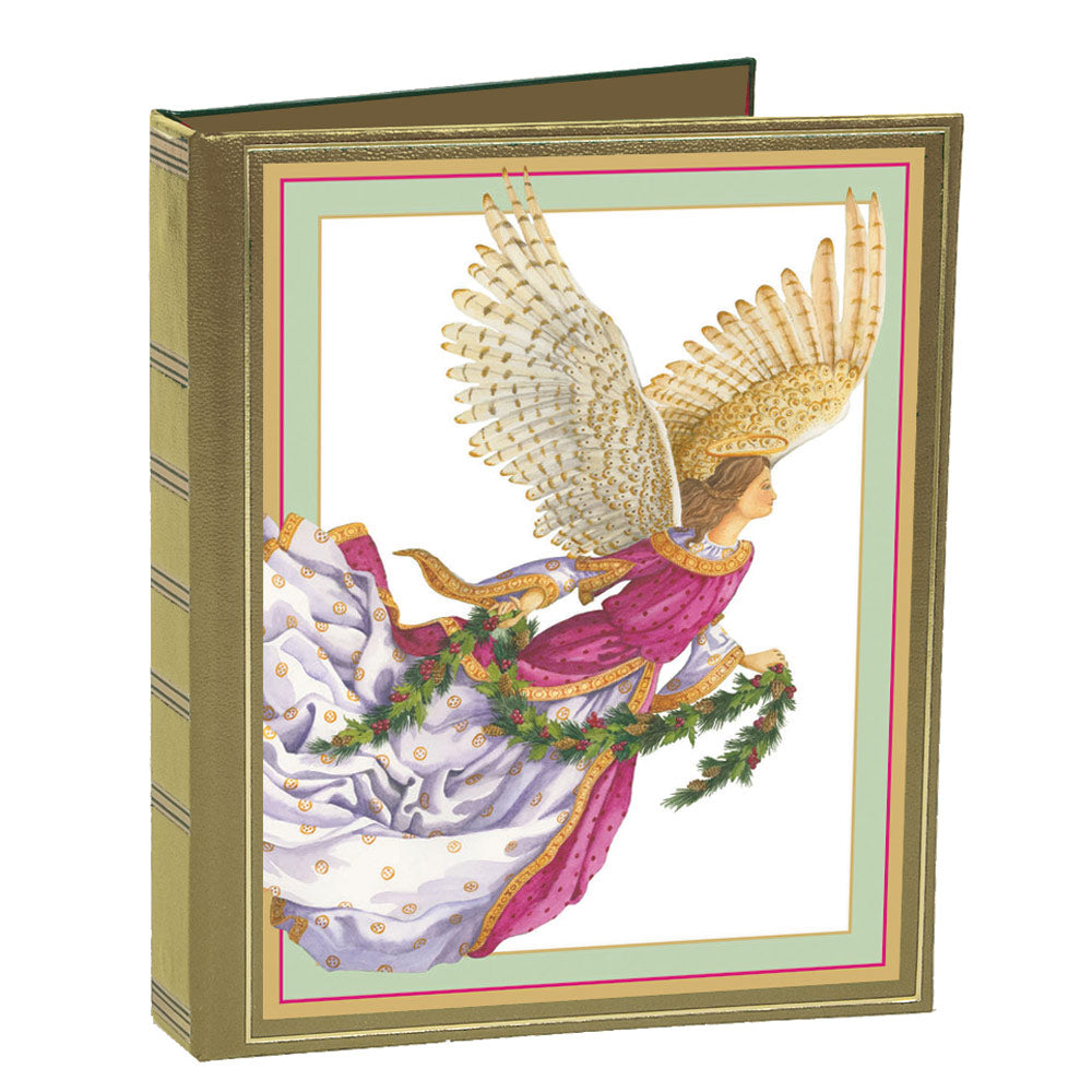 Angel with Gilded Wings Christmas Card Address Book - 1 Holiday Card List Book with Inserts