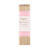 Caspari Slim Birthday Candles in Petal Pink & Gold - 16 Candles Per Package CA1104