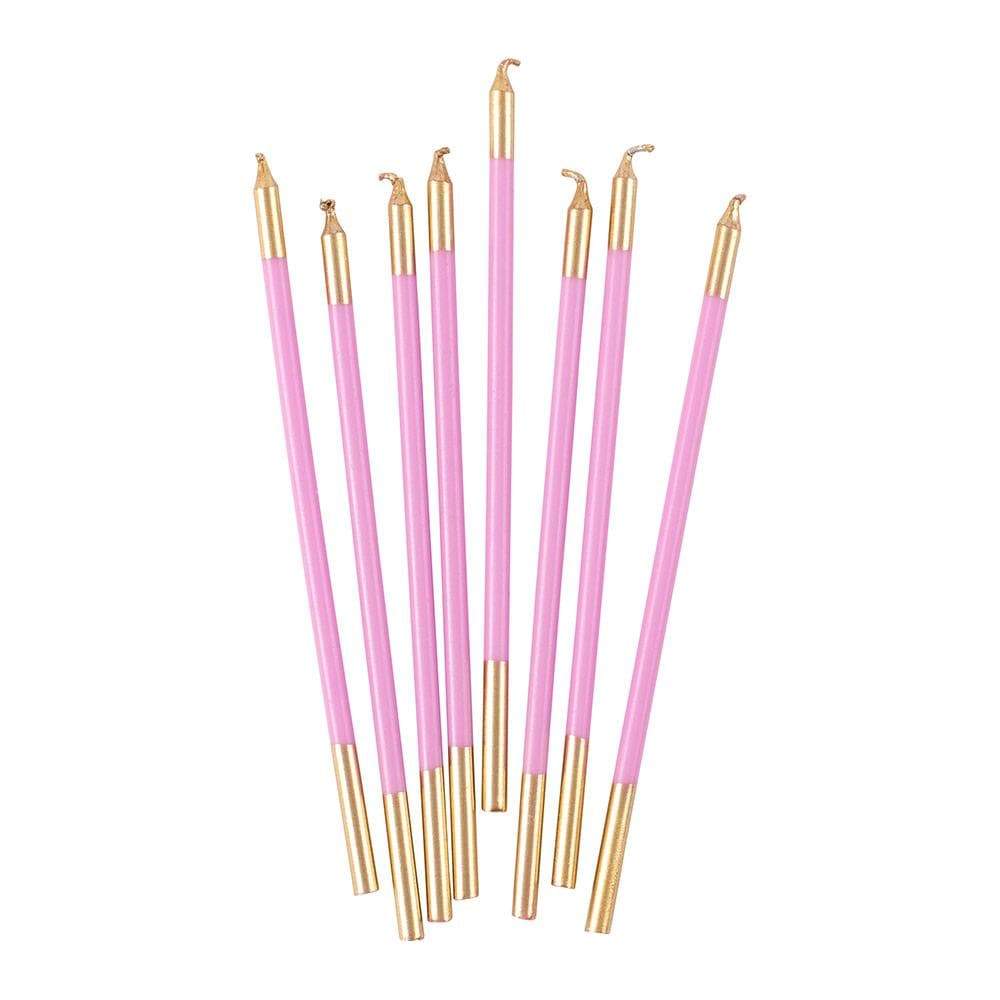 Caspari Slim Birthday Candles in Candy Pink & Gold - 16 Candles Per Package CA1105