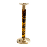 Caspari Large Brass & Resin Candlestick in Tortoiseshell - 1 Each CAN105