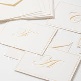 Caspari Gold Embossed Single Initial Boxed Note Cards - 8 Note Cards & 8 Envelopes