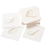 Caspari White Pearl & Gold Paper Linen Single Initial Boxed Cocktail Napkins - 30 Per Box