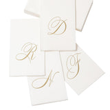 Caspari White Pearl & Gold Paper Linen Single Initial Boxed Guest Towel Napkins - 24 Per Package