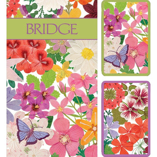 Caspari Halsted Floral Bridge Gift Set - 2 Playing Card Decks & 2 Score Pads GS148