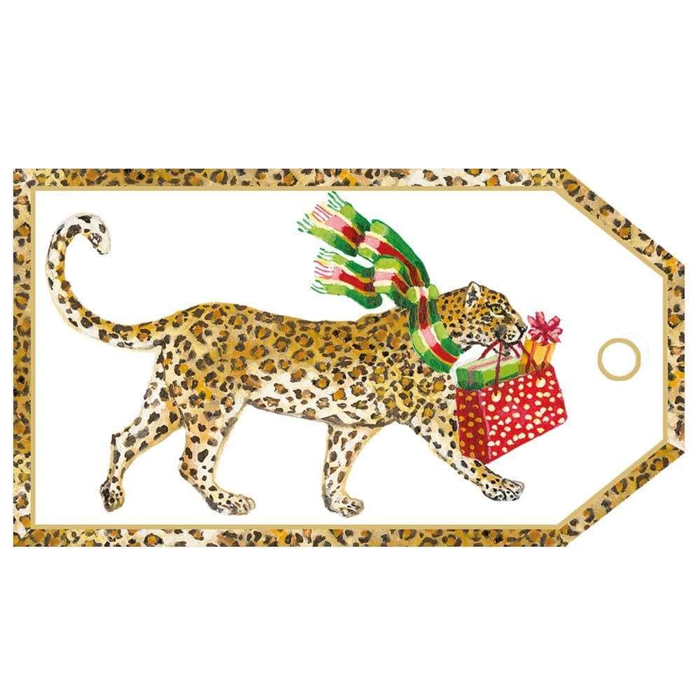Caspari Leopards in Snow Classic Gift Tags - 4 Per Package HT9745