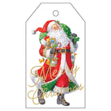 Caspari Woodland Santa Classic Foil Gift Tags - 4 Per Package HT9759