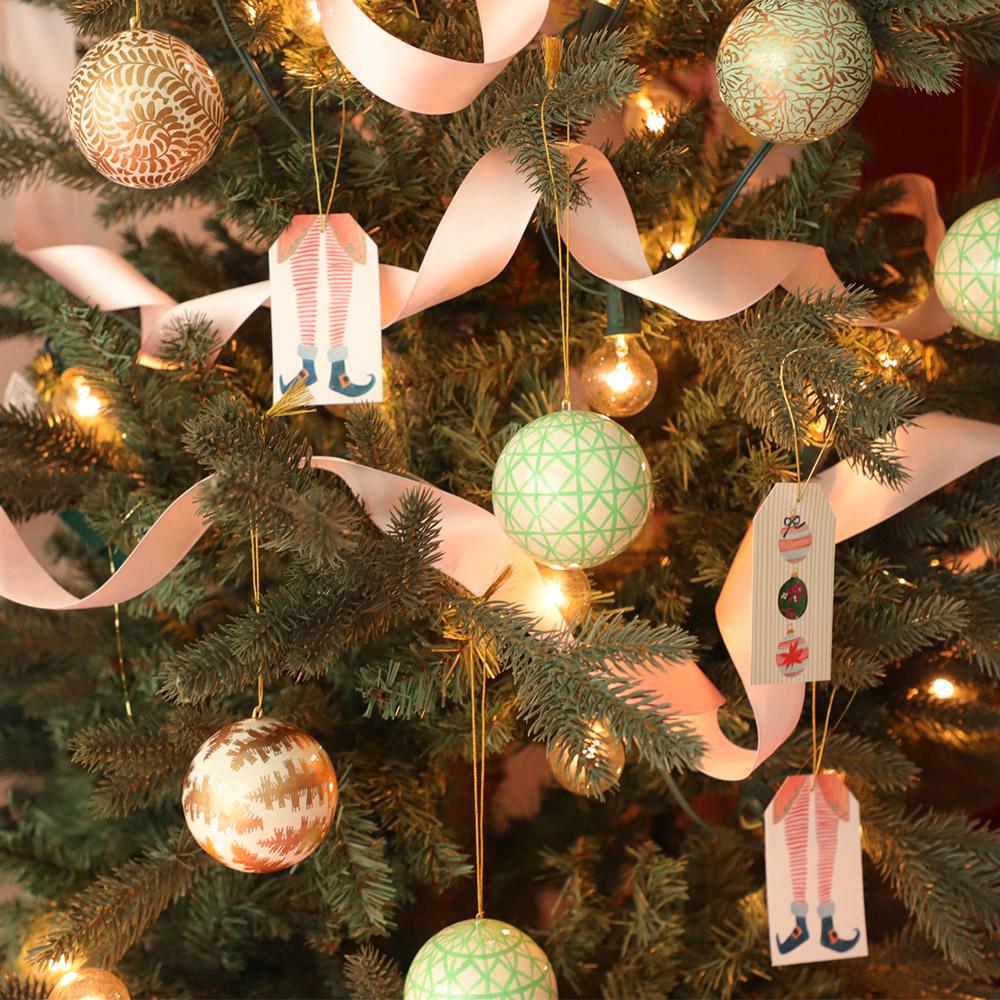 Caspari Elf Stockings Classic Gift Tags - 4 Per Package HT9798