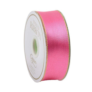 Caspari Pink & Green Reversible Satin Wired Ribbon - 10 Yard Spool R753