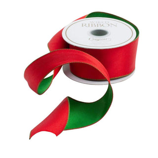Caspari Red & Green Reversible Wired Ribbon - 8 Yard Spool R816