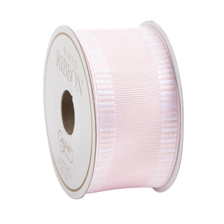 Caspari Light Pink Wired Ribbon with Striped Border - 6 Yard Spool R935