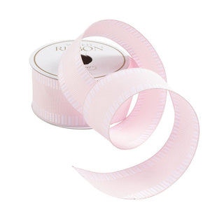 Caspari Light Pink Wired Ribbon with Striped Border - 6 Yard Spool R935