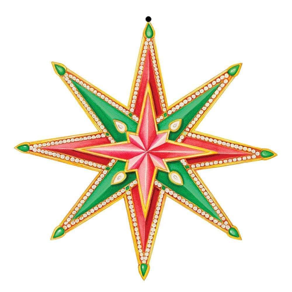 Caspari Jeweled Stars Decorative Die-Cut Gift Tag - 4 Per Package TAG9673