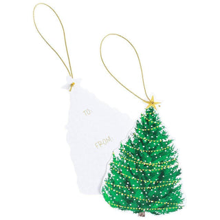 Caspari Christmas Tree with Lights Decorative Die-Cut Gift Tags - 4 Per Package TAG9771