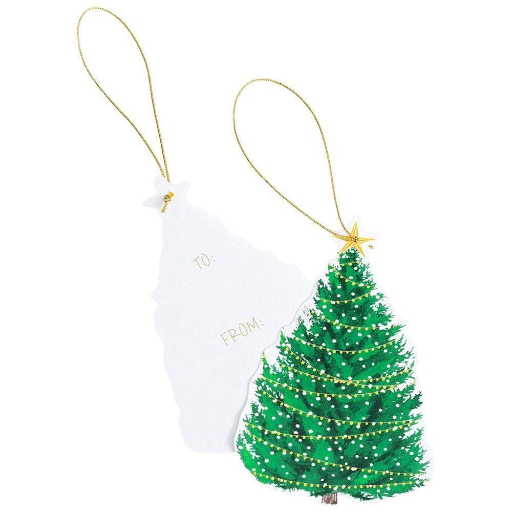 Caspari Christmas Tree with Lights Decorative Die-Cut Gift Tags - 4 Per Package TAG9771