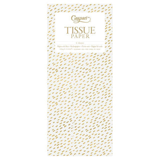 Caspari Little Dash Tissue Paper in White & Gold - 4 Sheets Included TIS042