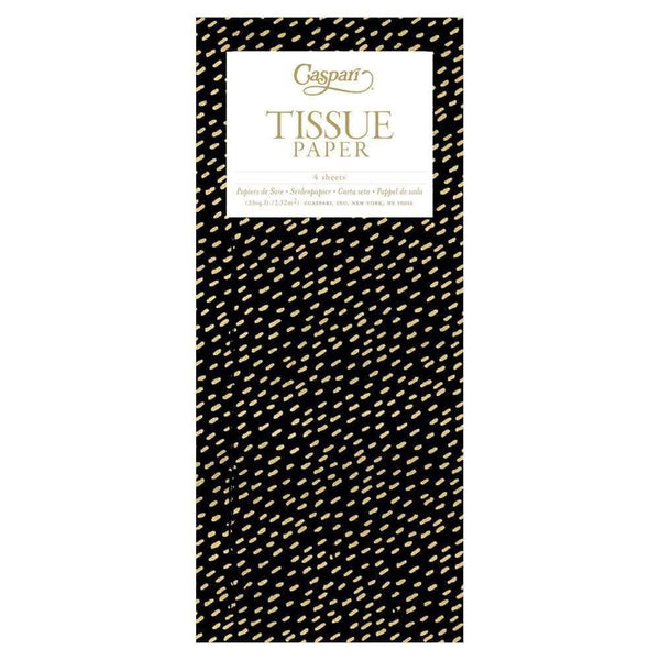 Caspari Little Dash Tissue Paper in Black & Gold - Caspari UK