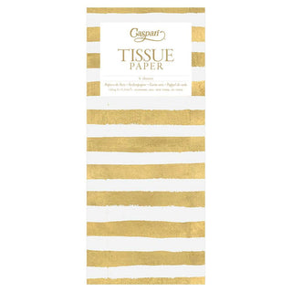 Caspari Painted Stripe Tissue Paper in Gold & White - 4 Sheets Included TIS045