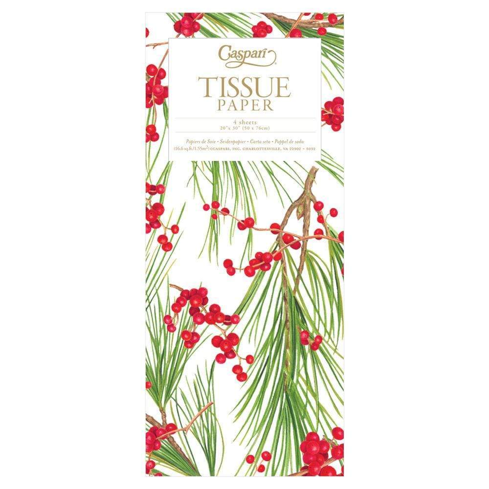 Caspari Berries and Pine Tissue Paper - 4 Sheets Included TIS059
