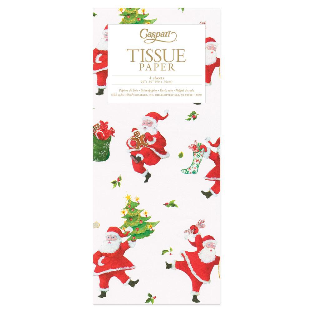 Caspari Dancing Santas Tissue Paper - 4 Sheets Included TIS063
