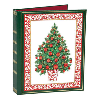 Caspari Decorated Tree Christmas Card Address Book - 1 Holiday Card List Book with Inserts X399