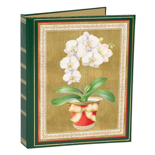 Caspari Orchid in Pot Christmas Card Address Book - 1 Holiday Card List Book with Inserts X400