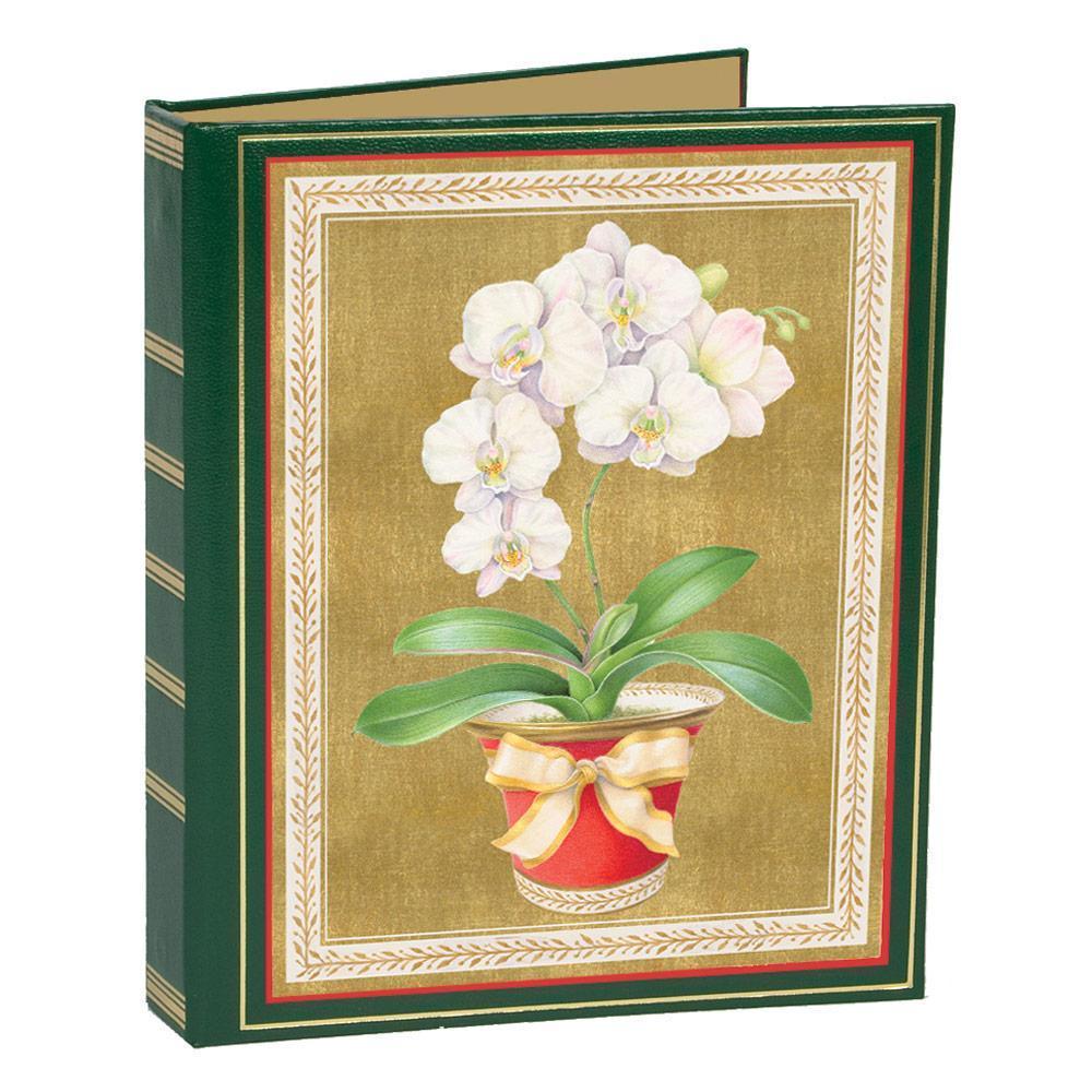 Caspari Orchid in Pot Christmas Card Address Book - 1 Holiday Card List Book with Inserts X400